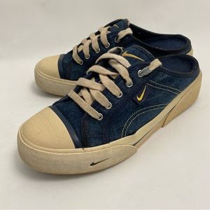 Vtg Nike 001101 Size 7 Blue Denim Slip On Sneakers Shoes Women’s